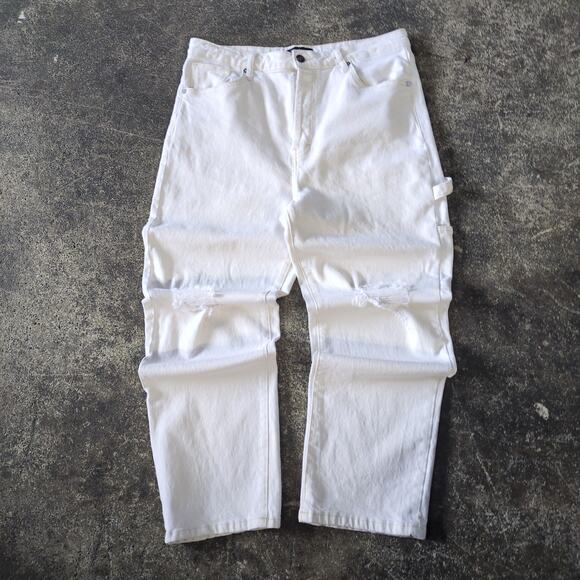 Earnest Sewn Jeans Womens 32 White Cream Skyler Distressed Stretch Preppy - Picture 1 of 8